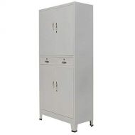 Daonanba Office Cabinet with 4 Doors 3 Adjsutable Shelves Storage File Cabinet Sturdy Steel Gray 35.4x15.7x70.9
