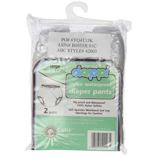  [아마존베스트]Dappi Waterproof 100% Nylon Diaper Pants, 2 Pack, White, Large