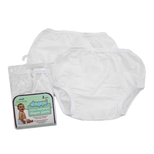  [아마존베스트]Dappi Waterproof 100% Nylon Diaper Pants, 2 Pack, White, Small