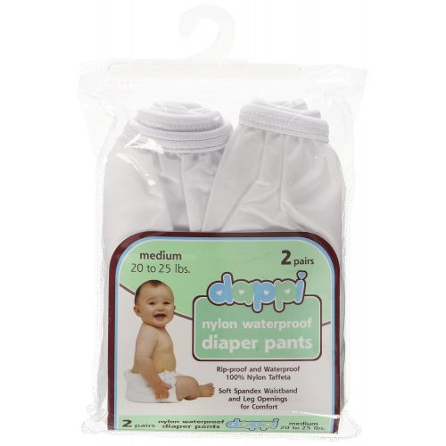  Dappi Waterproof 100% Nylon Diaper Pants, White, Medium (2 Count)