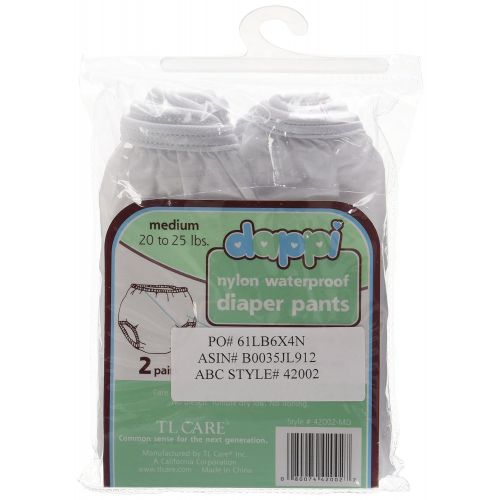  Dappi Waterproof 100% Nylon Diaper Pants, White, Medium (2 Count)