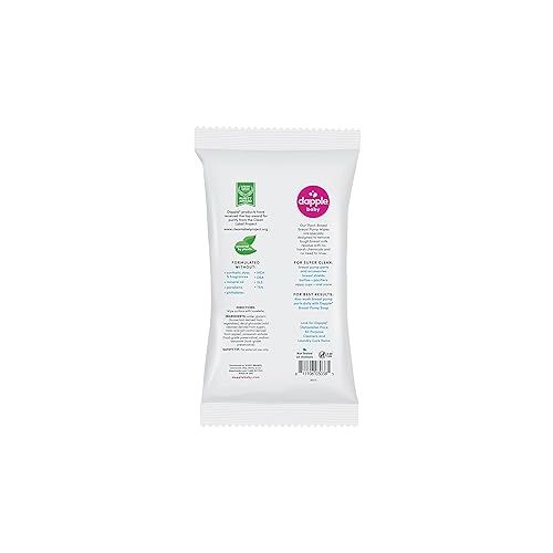  Breast Pump Wipes by Dapple Baby, 25 Count, Fragrance Free, Plant Based & Hypoallergenic Wipes - Removes Milk Residue, Leaves No Taste - Convenient Wipes Pouch
