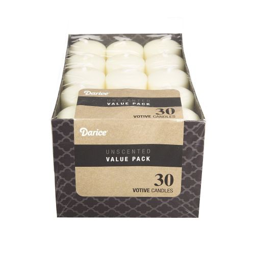  Darice Unscented 12 Hour Votive Candles, 30 Pack