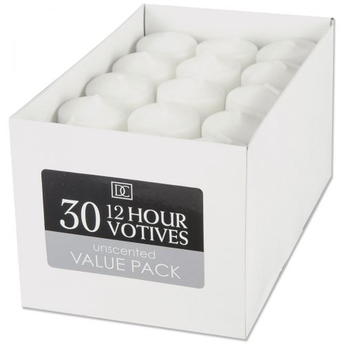  Darice Unscented 12 Hour Votive Candles, 30 Pack