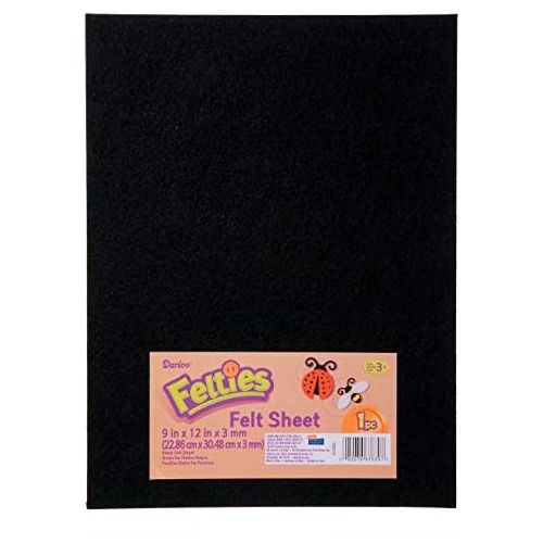  [아마존베스트]Darice Bulk Buy DIY Felties Felt Sheet Black 9 x 12 inches (5-Pack) FLT-0032