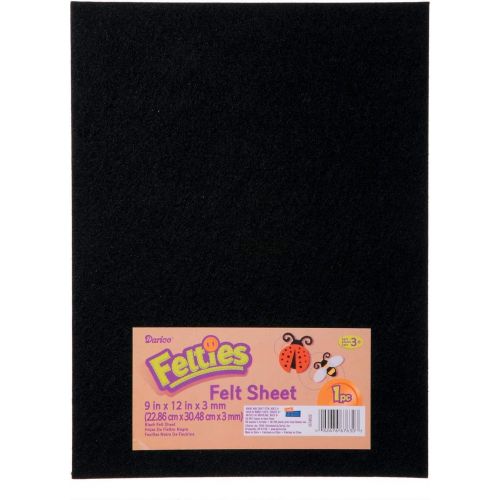  [아마존베스트]Darice Bulk Buy DIY Felties Felt Sheet Black 9 x 12 inches (5-Pack) FLT-0032