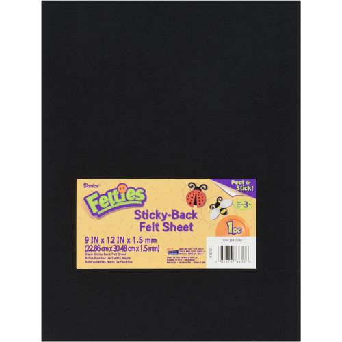  [아마존베스트]Darice 9 by 12 inch, Adhesive Back Felties Felt Sheet, Black, 1 (9 x 12)