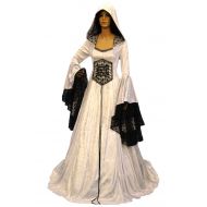 Dark Paradise Womens Medieval Renaissance Dress Costume Halloween Cosplay Party Gothic Vintage Lace Up Hooded Gown