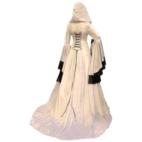  Dark Paradise Womens Medieval Renaissance Dress Costume Halloween Cosplay Party Gothic Vintage Lace Up Hooded Gown