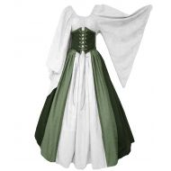 Dark Paradise Womens Medieval Renaissance Costume Dress Halloween Cosplay Trumpet Sleeves Vintage Victoria Gothic Retro Gown