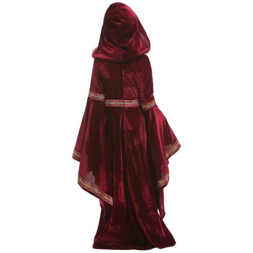  Dark Paradise Kids Girls Womens Medieval Renaissance Dress Costume Halloween Vampire Cosplay Hooded Robe Gown 4-12T