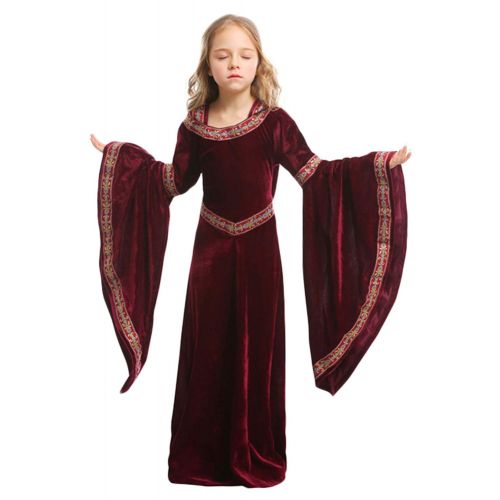  Dark Paradise Kids Girls Womens Medieval Renaissance Dress Costume Halloween Vampire Cosplay Hooded Robe Gown 4-12T