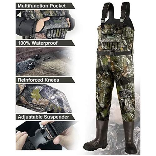  [아마존베스트]Dark Lightning Mens Womens Neoprene Waders with 800g Insulated Wellington Boots Mens Womens