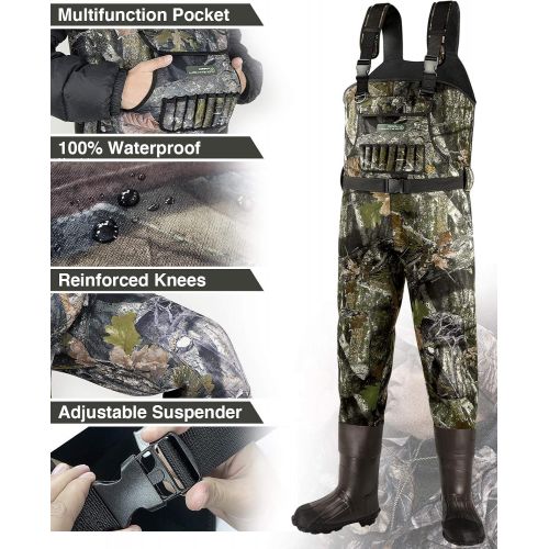  [아마존베스트]Dark Lightning Mens Womens Neoprene Waders with 800g Insulated Wellington Boots Mens Womens