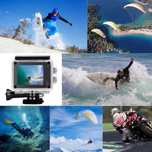  Darkeep 4K Action Camera 2.0 Inch Touch Screen 170 Degree Ultra-Wide Fisheye Lens Android IOS App Wifi Sports DV TV Out with USB 2.0 Waterproof Case