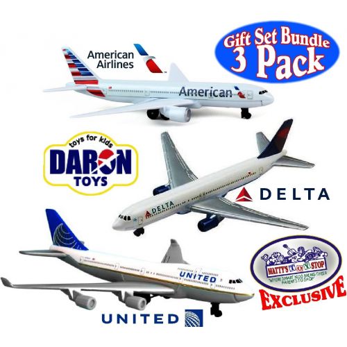  [아마존베스트]Daron American Airlines, Delta & United Airlines B747 Die-cast Planes Mattys Toy Stop Exclusive Gift Set Bundle - 3 Pack