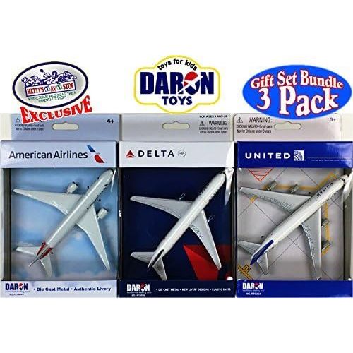  Daron American Airlines, Delta & United Airlines B747 Die-cast Planes Mattys Toy Stop Exclusive Gift Set Bundle - 3 Pack