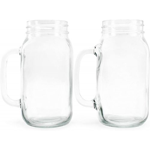  [아마존베스트]Darware Mason Jar Mugs with Handles (24oz, 4-Pack); Glass Drinking Glasses for Beverages, Decoration, Storage, Party Favors, Cocktails, Floats, Centerpieces and more