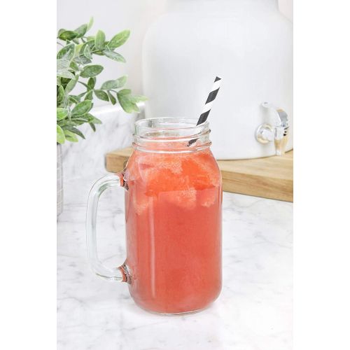  [아마존베스트]Darware Mason Jar Mugs with Handles (24oz, 4-Pack); Glass Drinking Glasses for Beverages, Decoration, Storage, Party Favors, Cocktails, Floats, Centerpieces and more