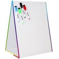 DasKid Tabletop Magnetic Easel & Whiteboard (2 Sides) Includes: 4 Dry Erase Markers. Drawing Art White Board Educational Kids Toy