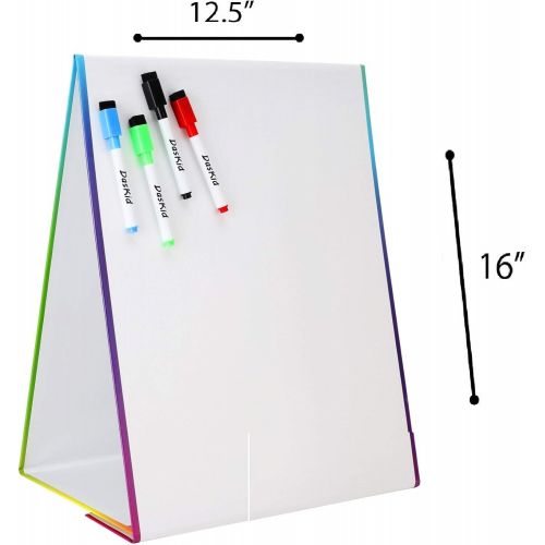  DasKid Tabletop Magnetic Easel & Whiteboard (2 Sides) Includes: 4 Dry Erase Markers. Drawing Art White Board Educational Kids Toy