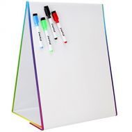 [아마존베스트]DasKid Tabletop Magnetic Easel & Whiteboard (2 Sides) Includes: 4 Dry Erase Markers. Drawing Art White Board Educational Kids Toy