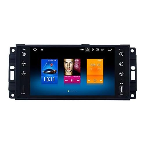  Dasaita 7inch Screen Double Din Android 8.0 Car GPS for Jeep Wrangler Commander Compass Grand Cherokee Dodge RAM Chrysler Sebring 300C Audio Stereo with Octa Core 4G RAM 32G ROM Na