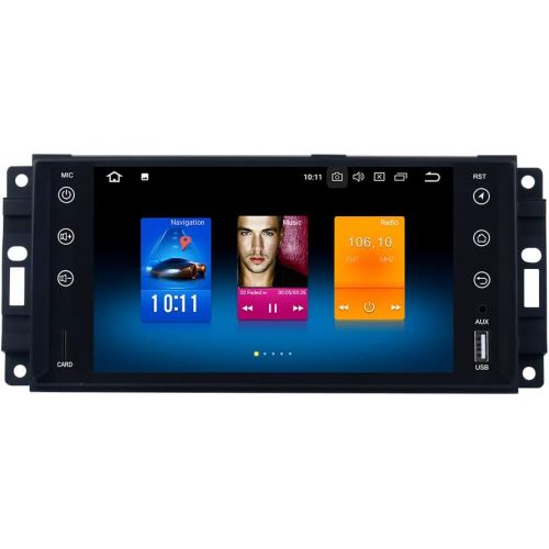  Dasaita 7inch Screen Double Din Android 8.0 Car GPS for Jeep Wrangler Commander Compass Grand Cherokee Dodge RAM Chrysler Sebring 300C Audio Stereo with Octa Core 4G RAM 32G ROM Na