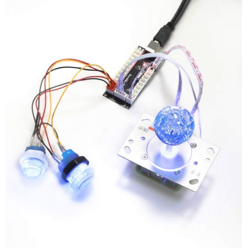  [아마존베스트]Dashtop LED Arcade DIY Parts 2X Zero Delay USB Encoder + 2X 2/4/8 Way LED Joystick + 20x LED Illuminated Push Buttons for Mame Windows System & Raspberry Pi Projece Arcade Project