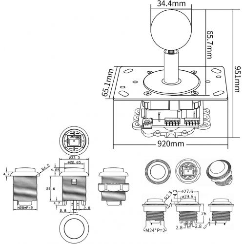  [아마존베스트]Dashtop LED Arcade DIY Parts 2X Zero Delay USB Encoder + 2X 2/4/8 Way LED Joystick + 20x LED Illuminated Push Buttons for Mame Windows System & Raspberry Pi Projece Arcade Project