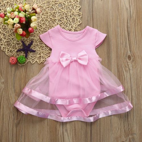  Dasuy Baby Girls Birthday Tutu Infant Bow Clothes Party Jumpsuit Princess Romper Dress 3M-24M