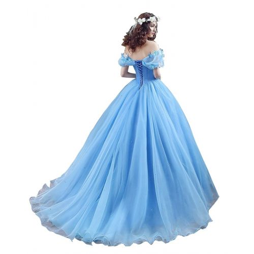  Datangep Womens Lace up Ball Gown Long Quinceanera Dress with Pleated Straps