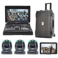 Datavideo Streaming Studio Kit with 4-Ch Mobile Switcher, 3 x PTZ Cameras, Monitor & Case