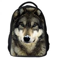 Datomarry Simple Wolf Backpack Kids Teens Middle School Book Bag