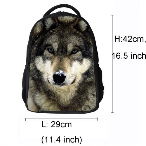  Datomarry Simple Wolf Backpack Kids Teens Middle School Book Bag