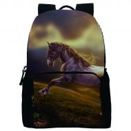 Datomarry Colorful Horse Print Kids Bookbag Laptop Backpack Daypack for Teens