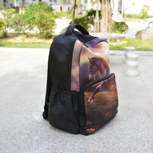  Datomarry Colorful Horse Print Kids Bookbag Laptop Backpack Daypack for Teens