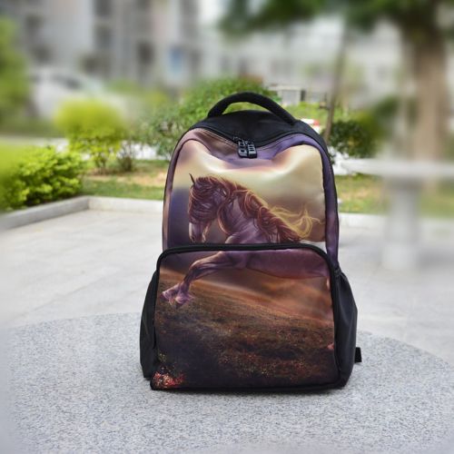  Datomarry Colorful Horse Print Kids Bookbag Laptop Backpack Daypack for Teens