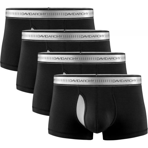  [아마존 핫딜]  [아마존핫딜]David+Archy David Archy Mens 4 Pack Bamboo Rayon Underwear Ultra Soft Breathable Trunks with Fly