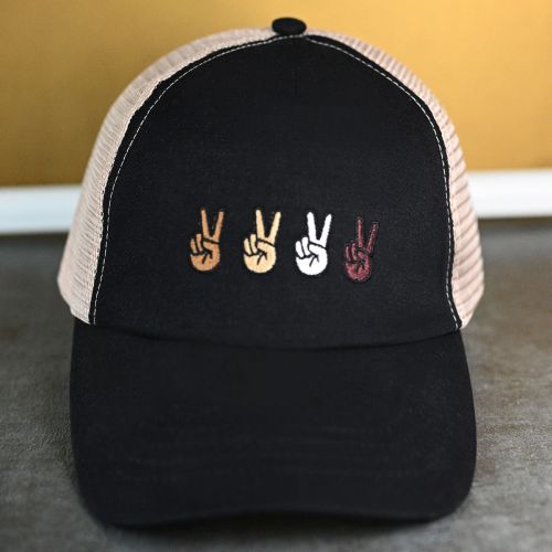  David & Young Peace Sign Mesh Back Ponyflo Baseball Cap