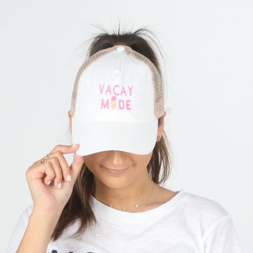  David & Young Vacay Mode Mesh Back Ponyflo Baseball Cap