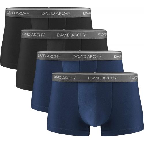  [아마존 핫딜] [아마존핫딜]David+Archy David Archy Mens 4 Pack Ultra Soft Comfy Breathable Bamboo Rayon Trunks Underwear No Fly