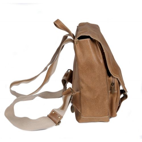  David King & Co. Distressed Leather Laptop Messenger Backpack, Tan, One Size