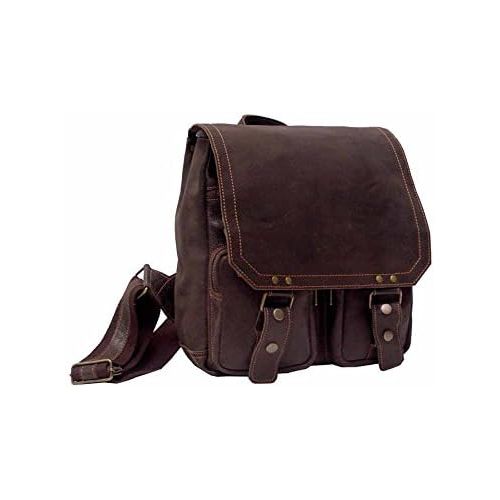  David King & Co. Distressed Leather Laptop Messenger Backpack, Tan, One Size