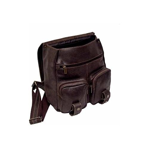  David King & Co. Distressed Leather Laptop Messenger Backpack, Tan, One Size