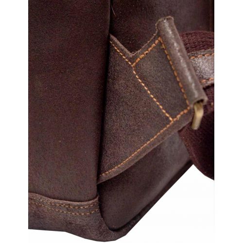  David King & Co. Distressed Leather Laptop Messenger Backpack, Tan, One Size