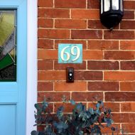 DavidMeddingsDeSign Eco Gift Present House numbers in green copper, 3/75mm, 4/100 mm, polished and laquered, 2x numbers d