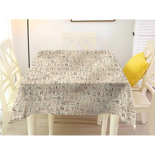  Davishouse Elegant Waterproof Spillproof Polyester Fabric Table Cover Ancient Symbols Set Indoor Outdoor Camping Picnic W63 x L63