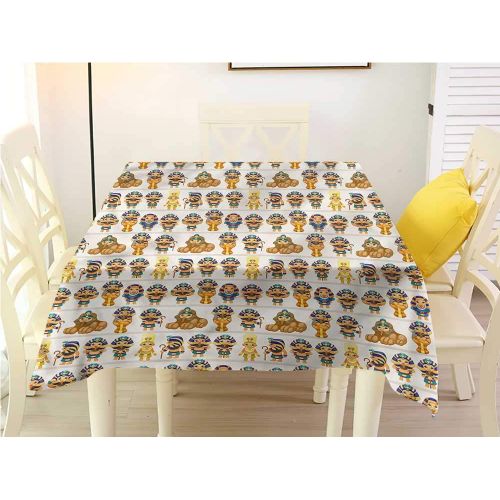  Davishouse Elegant Waterproof Spillproof Polyester Fabric Table Cover Ancient Symbols Set Indoor Outdoor Camping Picnic W63 x L63