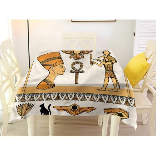  Davishouse Elegant Waterproof Spillproof Polyester Fabric Table Cover Ancient Symbols Set Indoor Outdoor Camping Picnic W63 x L63